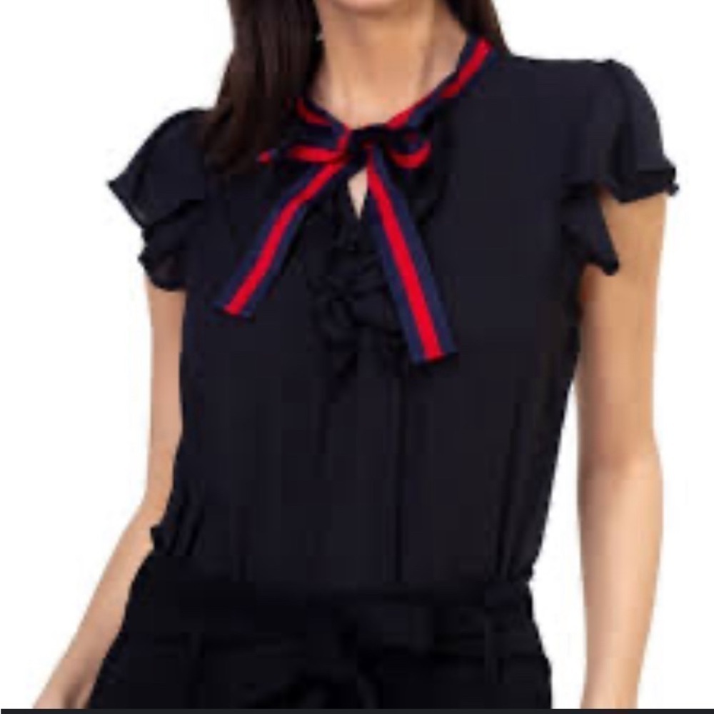 Iris black ruffle top Large